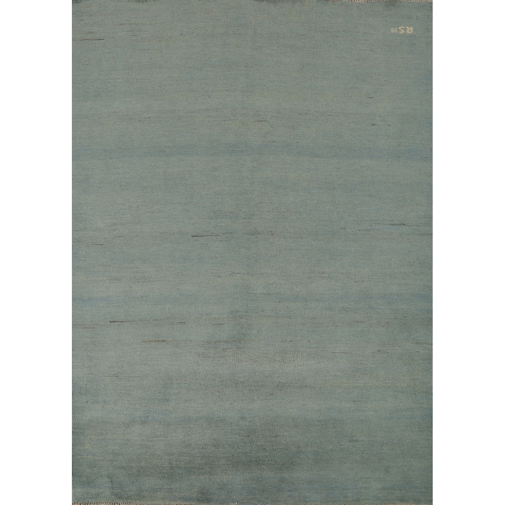 Blue & Green Modern Gabbeh Oriental Rug Hand-Knotted Wool Carpet - 5'0"x 6'5"