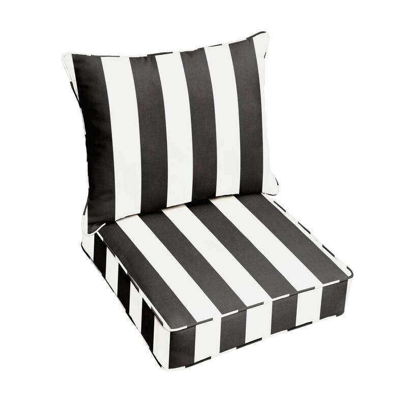 Sorra Home Outdoor Corded Deep Seating Pillow and Cushion Set - 22.5 in W x 22.5 in D x 5 in H - Cabana Classic