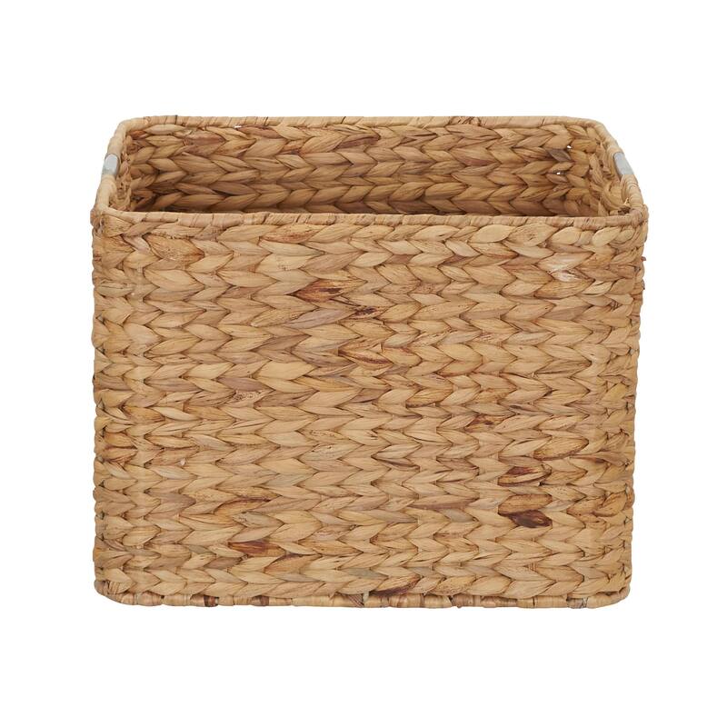 Household Essentials Square Wicker Basket, with Stainless Steel Handles
