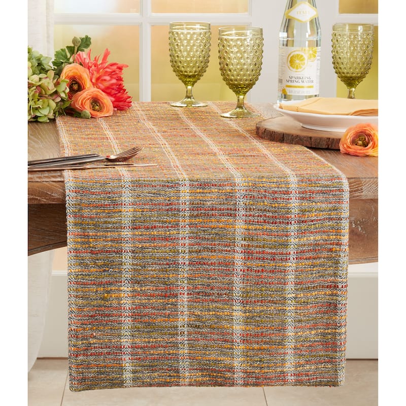 Striped Table Runner With Multicolor Design - 16"x72"