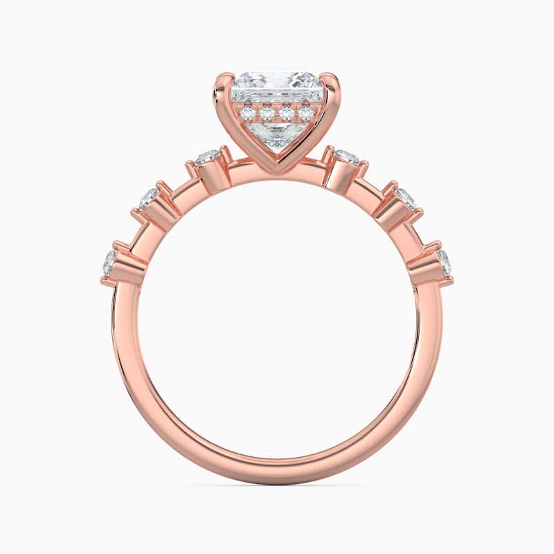 Auriya 14k Gold Princess Lab Grown Diamond Station Hidden Halo Engagement Ring 1.00 to 5.00 ct. tw. (F-G, VS)
