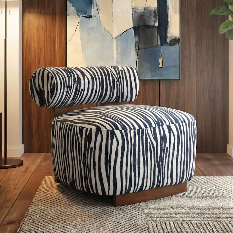 Furniture of America Orynt Modern Zebra Upholstered Accent Chair - Midnight Blue