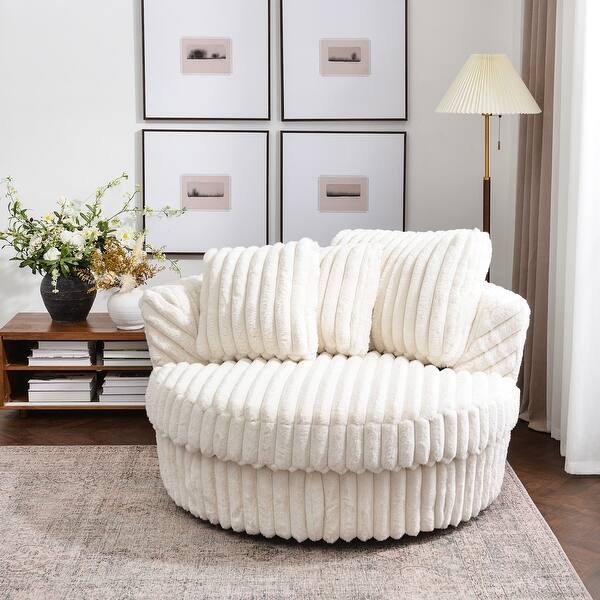 KINWELL 54" Wide Swivel Barrel Chair and a Half
