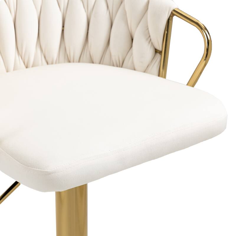 2 Set Counter Height Adjustable Velvet Bar Stools