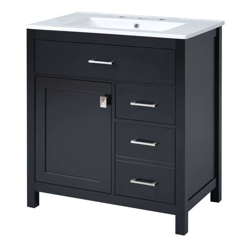 30 in. W x 18.3 in. D x 33.6 in. H Single Sink Freestanding Bath Vanity with White Ceramic Top