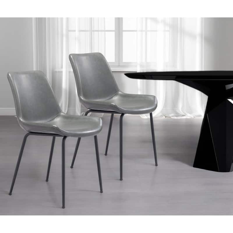 HomeRoots Set of Two Gray And Black Upholstered Faux Leather Dining Side Chairs - 19.7
