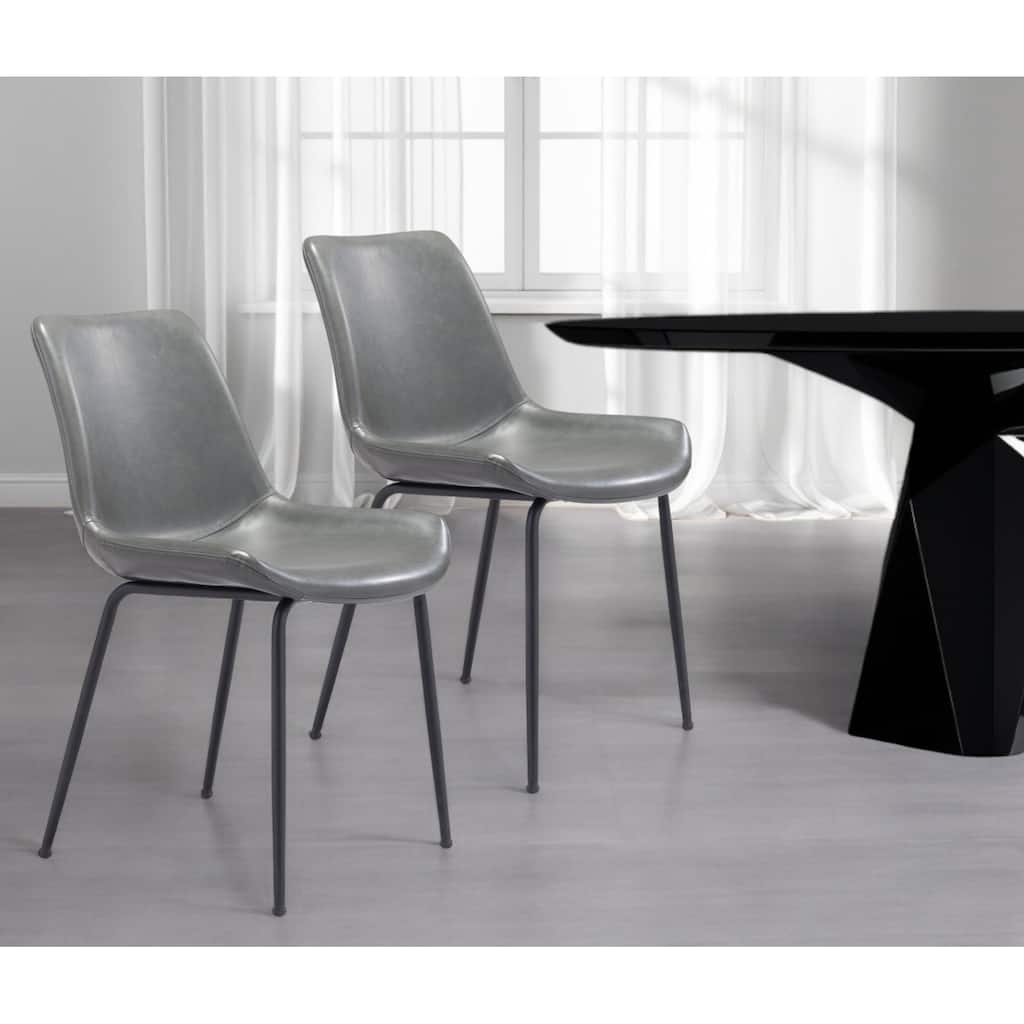 HomeRoots Set of Two Gray And Black Upholstered Faux Leather Dining Side Chairs - 19.7