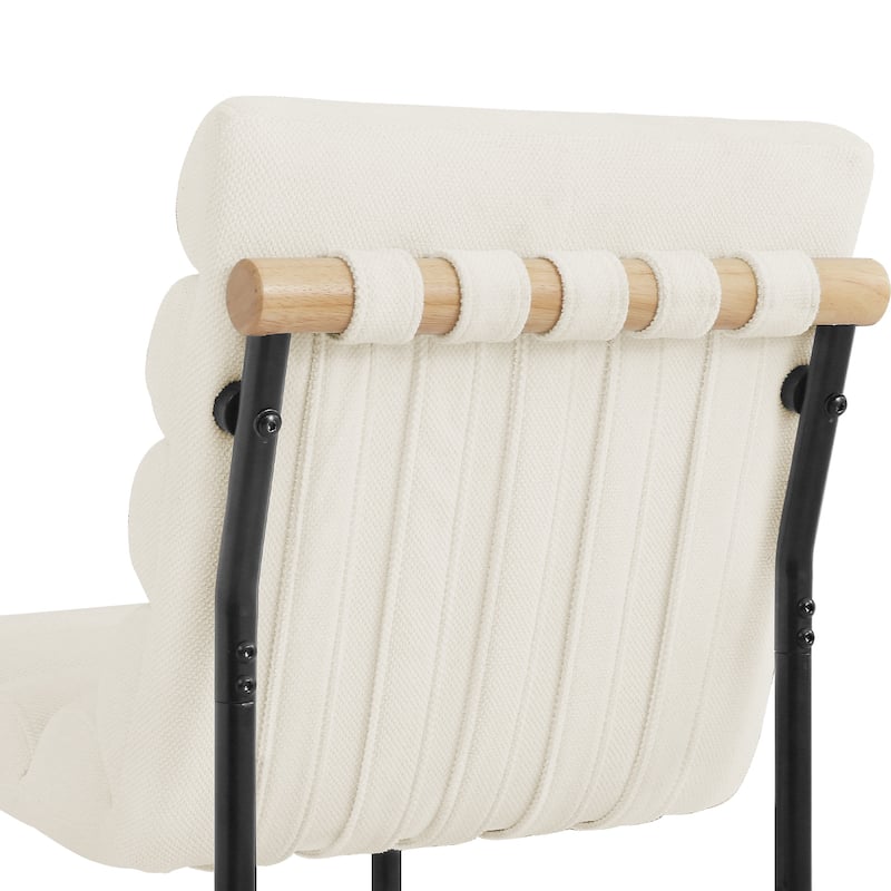 Set of 4 26.in Modern Upholstered Counter Height Bar Stool with Ribbed Backrest and Solid Wood & Metal Frame