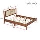 preview thumbnail 7 of 8, Queen Size Wooden Platform Bed with Natural Rattan Headboard, Vintage Bed Frame with Wooden Slat Support, Walnut