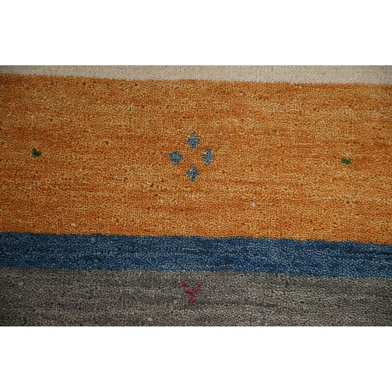 Striped Gabbeh Oriental Area Rug Hand-knotted Wool Carpet - 2'6"x 4'11"