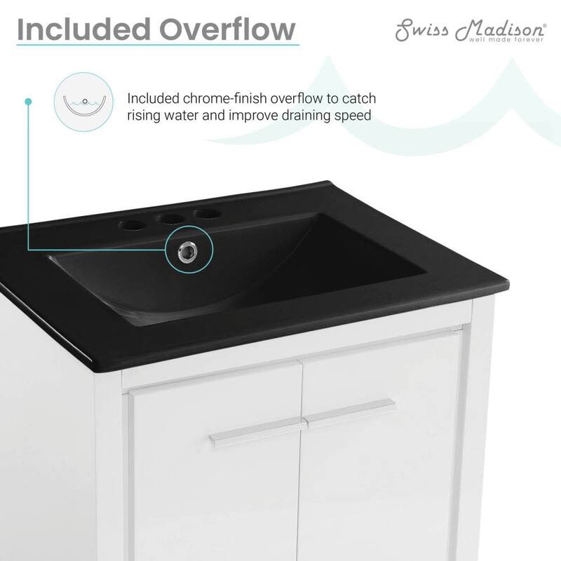 Swiss Madison SM-BV730-3 Virage 24" Free Standing Single Basin Vanity