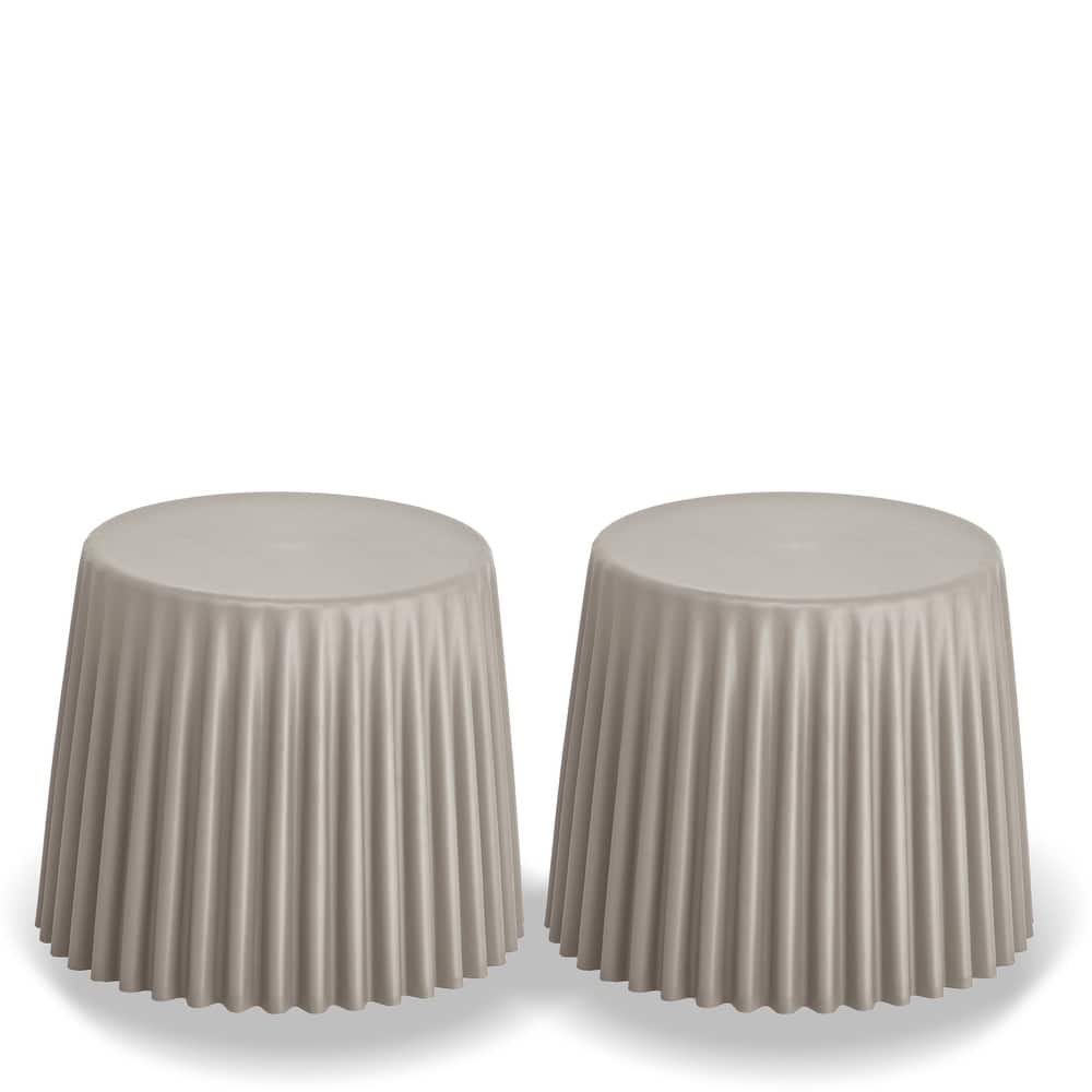 Set of 2 Modern Plastic Cupcake Stools – Stackable Storage Ottomans, Side Tables, or Extra Seating for Living Room or Bedroom