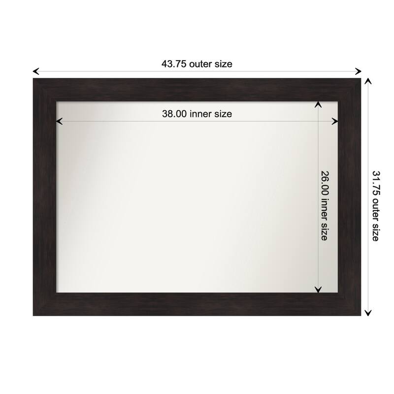 Furniture Espresso Framed Non-Beveled Custom Wall Mirror, Bathroom Vanity Mirror - Outer Size: 43.75 x 31.75