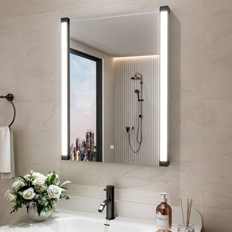 Modland 270° Adjustable LED Bathroom Mirror with Lights Stepless Dimming and Memory Function - 24x32
