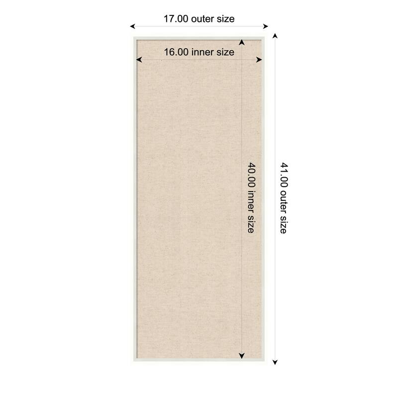 Amanti Art Framed Fabric Pinboard Natural Linen Printed Bulletin Board - Board Size 16 x 40 - Lucie White