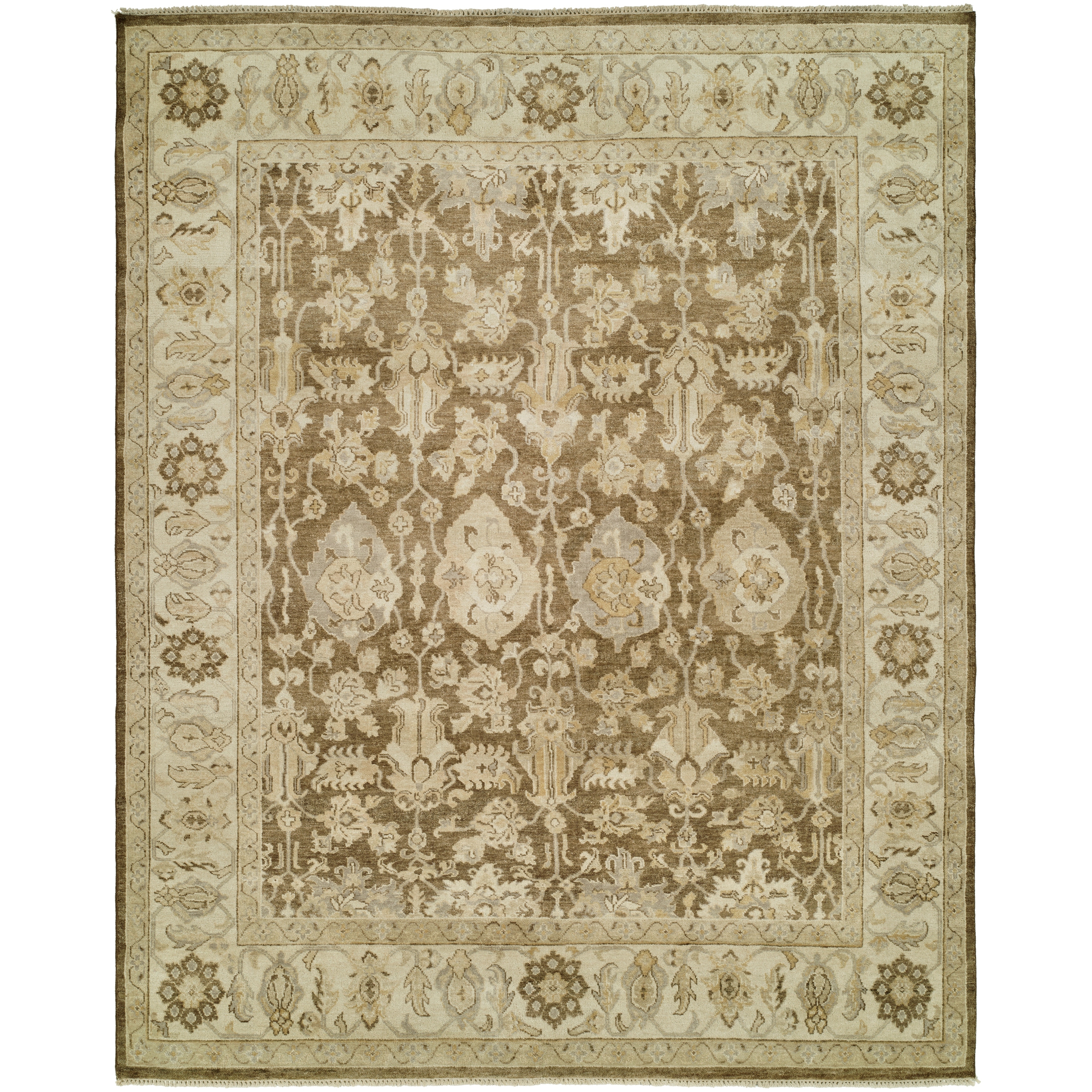 KALATY Traditional Brown Hand-Knotted Wool Area Rug