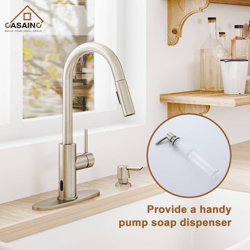 Nano Brushed Stainless Steel Undermount Workstation Kitchen Sink with Touchless Pull-Down Kitchen Faucet and Accessories