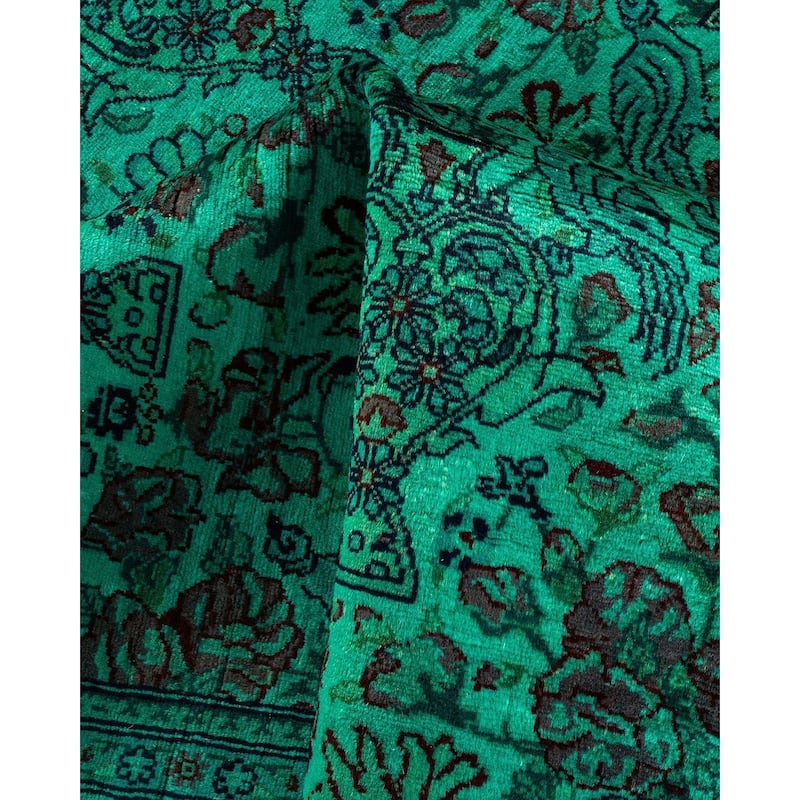 Overton Hand Knotted Wool Vintage Inspired Modern Contemporary Overdyed Blue Area Rug - 4' 8" x 7' 4"