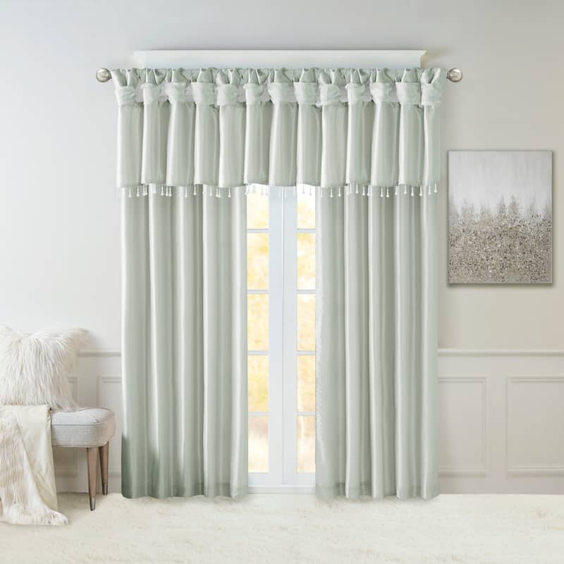 Madison Park Natalie Lightweight Faux Silk Valance with Beads - 50x26"