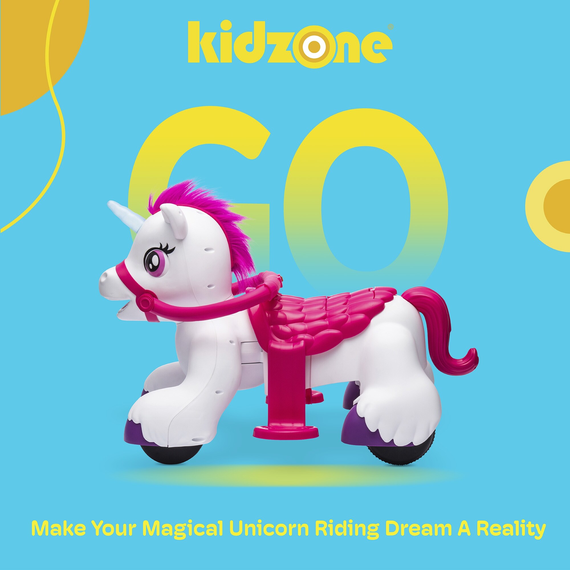Kidzone 12V Electric Unicorn Ride-On Car, White/ Purple - Bed Bath
