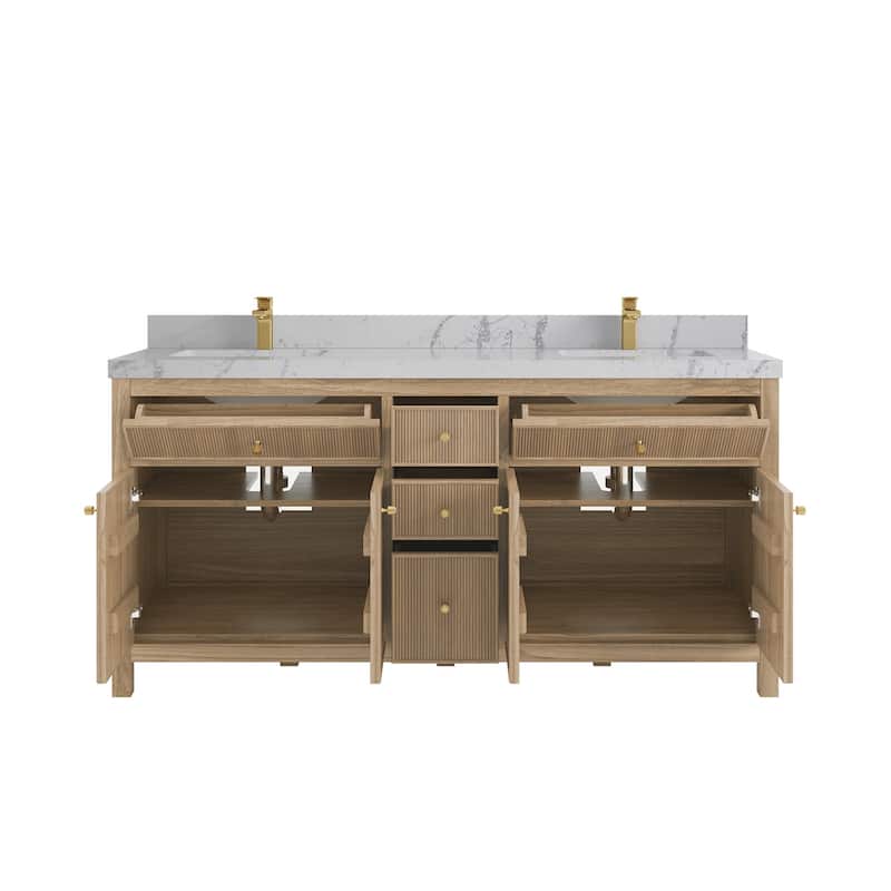 Willow Collections 72 in. W x 22 in. D Sonoma Teak Double Sink Bathroom Vanity with Countertop