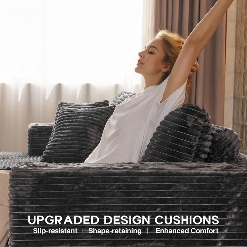 OVIOS All-Foam Plush L-Shaped Sofa​