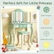 preview thumbnail 11 of 21, Gymax Kids Vanity Set Makeup Table & Chair Tri-folding Mirror Sweet