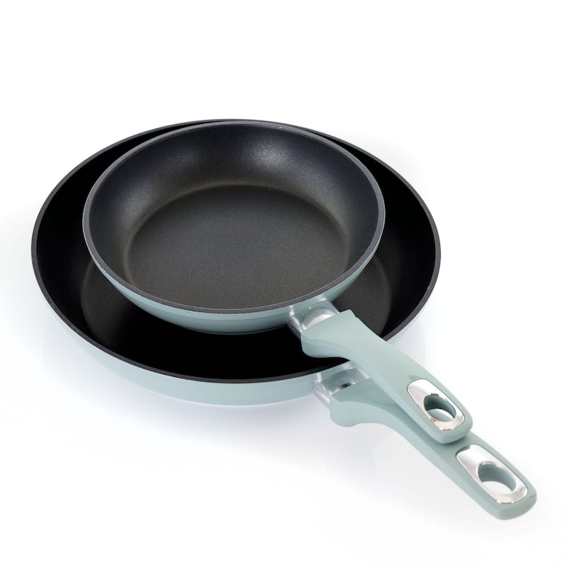 Oster Lynhurst 2 Piece Aluminum Nonstick Frying Pan Set in Blue