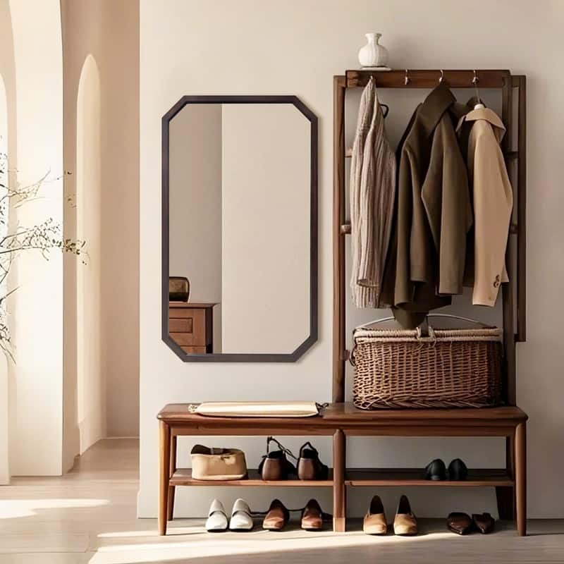 Rustic Wood Bathroom Mirrors for Wall Mounted for Living Room or Bedroom Vanity Mirror