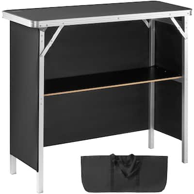 Folding Portable Bar Table - 38.39"x15.16"x34.25", Tradeshow Podium with Carrying Case