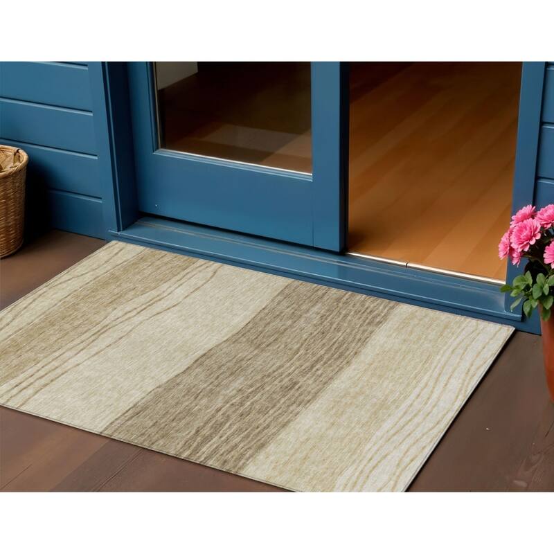 HomeRoots Striped Transitional Rectangle Outdoor Rug - 3' x 5'