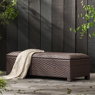 Santiago Brown Wicker Storage Ottoman