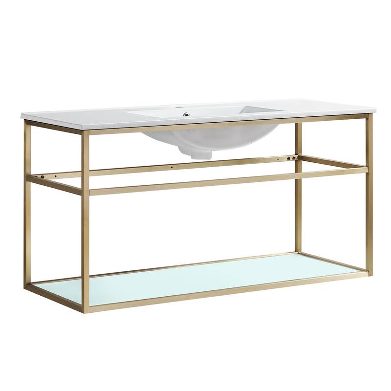 Swiss Madison SM-BV554 Pierre 48" Single, Metal Frame, Open Shelf, Bathroom Vanity