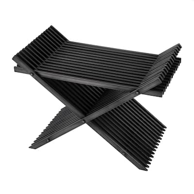 Lucan 15.5 in. Seat Height Iron X-Base Slatted Stool