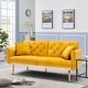 preview thumbnail 23 of 23, Velvet Futon Sofa Bed with Two Pillows, Convertible Couch for Living Room and Bedroom Mango Yellow