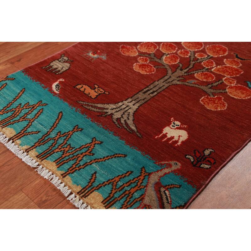 Traditional Red Kazak Rug Hand-Knotted Oriental Foyer Wool Carpet - 2'0"x 3'0"
