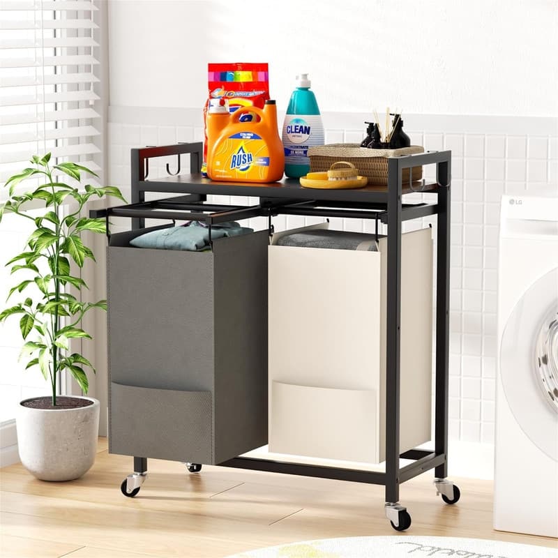 Laundry Hamper with Wheels Laundry Basket Organizer - 27.18"L x 11.8"W x 33.5"H
