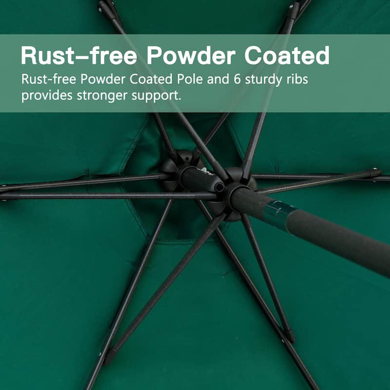 7.5ft * 7.5ft Patio Umbrella with Crank and Push Button Tilt,Outdoor Table Market Umbrella with Aluminum Pole - Dark Green