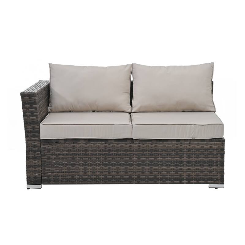 4 Set Wicker Furniture With Tempered Glass Coffee Table
