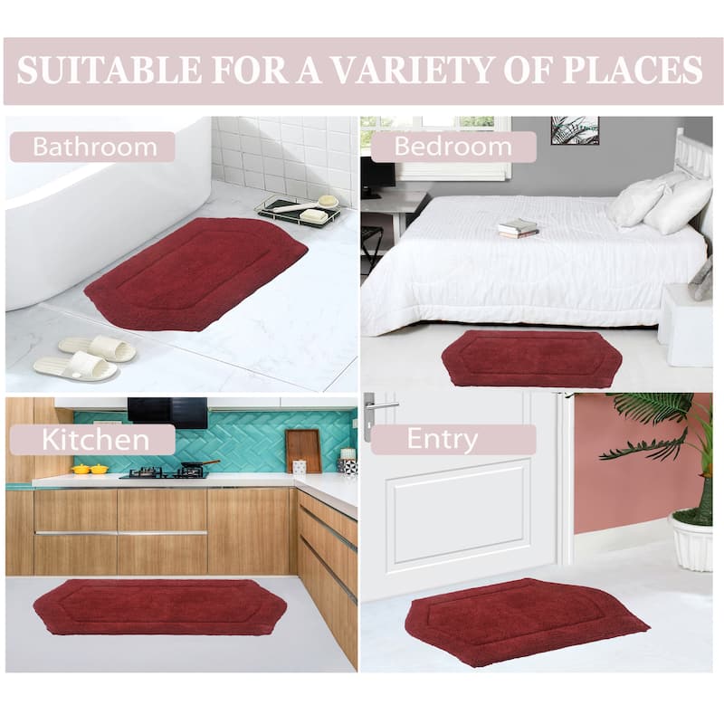 Waterford Collection 100% Cotton Non-Slip Bathroom Rug Set, Machine Washable Bath Rug, 5 Piece Bath Mat Set with Contour