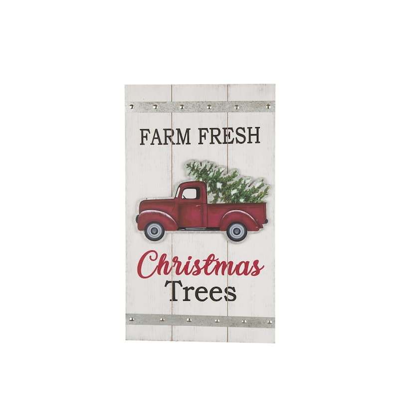 Glitzhome Wooden Christmas Elf Sweater or Truck Wall Hanging Sign Door Hanger - Truck