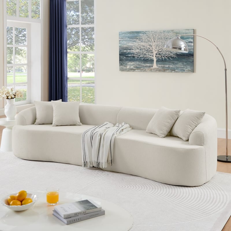 104" Modern Lamb's Wool Fabric Curved Modular Sectional Sofa