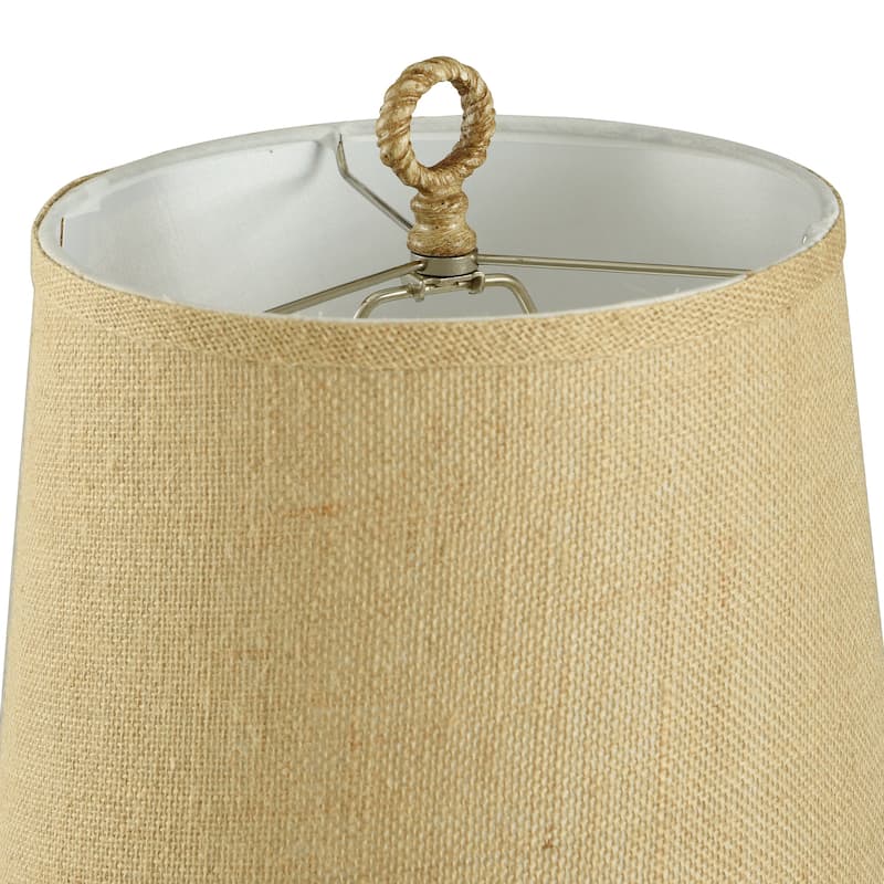 The Curated Nomad Nayla Nautical Blue Table Lamp with Burlap Shade