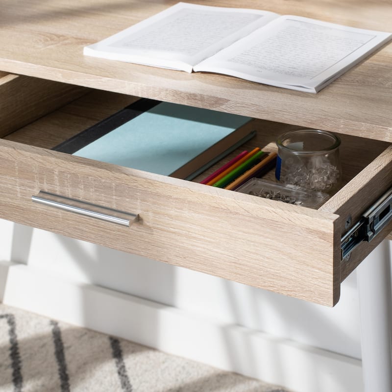 SAFAVIEH Zeta Mid-Century Modern Desk - Natural/White