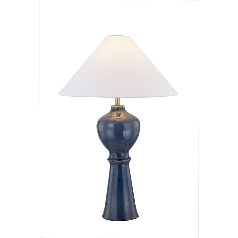 Elsie 31" Table Lamp with Linen Shade, Dark Blue (Set of 2)