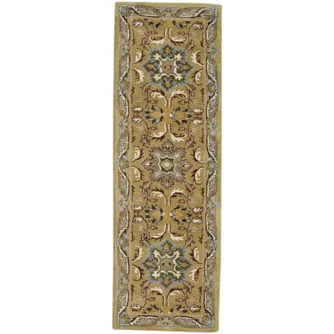 One of a Kind Hand-Tufted Persian 8' Runner Oriental Wool Gold Rug - 2'2"x6'10"
