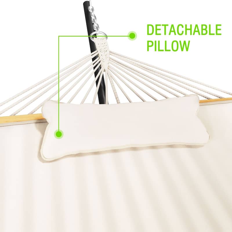 VEIKOUS 12 ft. Quilted Camping Portable Hammock with Stand and Detachable Pillow for 2-Person