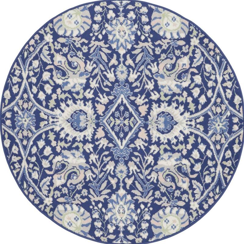 Power Loomed Geometric Floral Traditional Stain Resistant Area Rug - 60' X '60' X '0.39