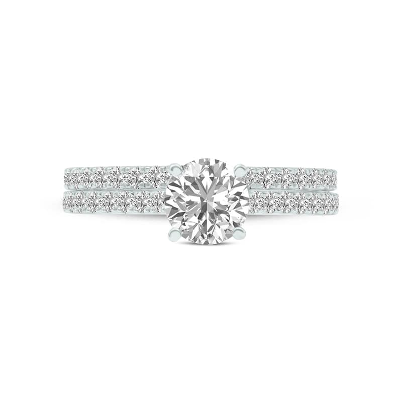 Marquee 1.50 CTW Center Round Cut Lab Grown Diamond Engagement Ring Set in 14Karat White Gold