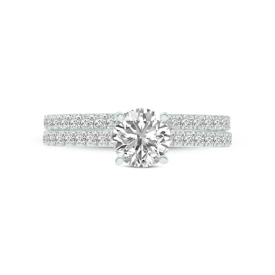 Marquee 1.50 CTW Center Round Cut Lab Grown Diamond Engagement Ring Set in 14Karat White Gold